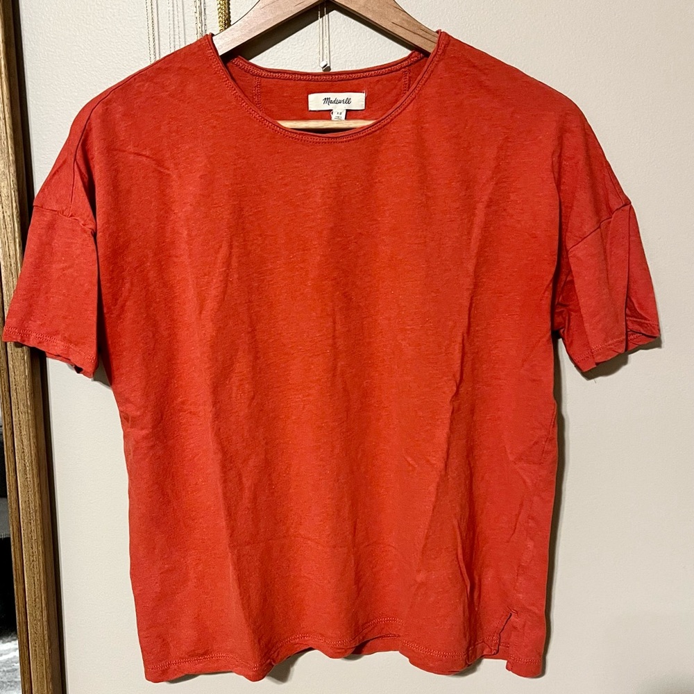 XS Madewell red-orange boxy tee